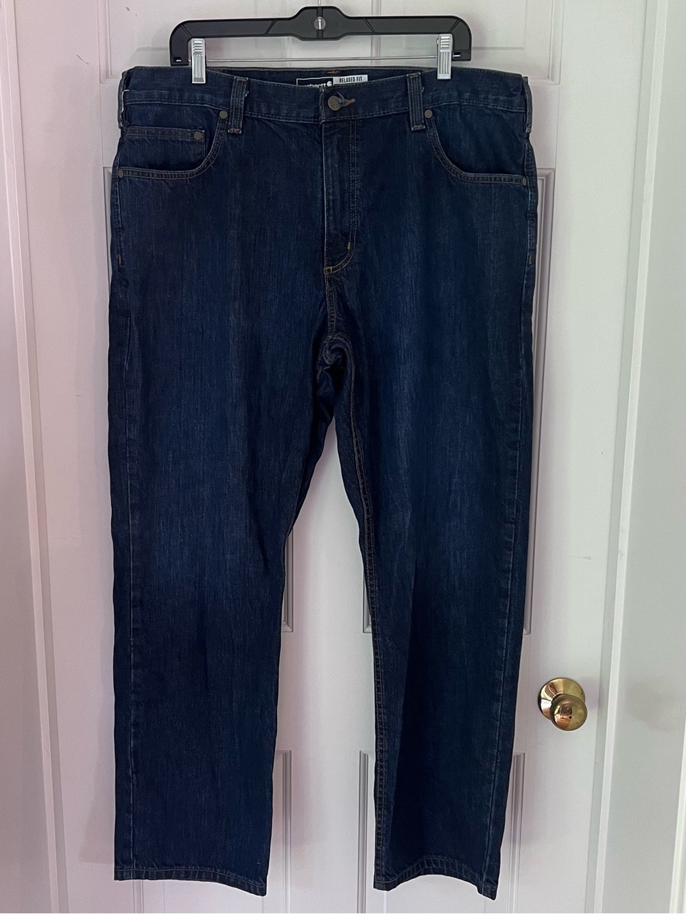 Carhartt Men’s Relaxed Fit Dark Wash Denim  Jeans, Five Pocket, Size 38/30